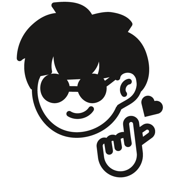 デフォルメされたサングラスをかける若い男性のイラスト